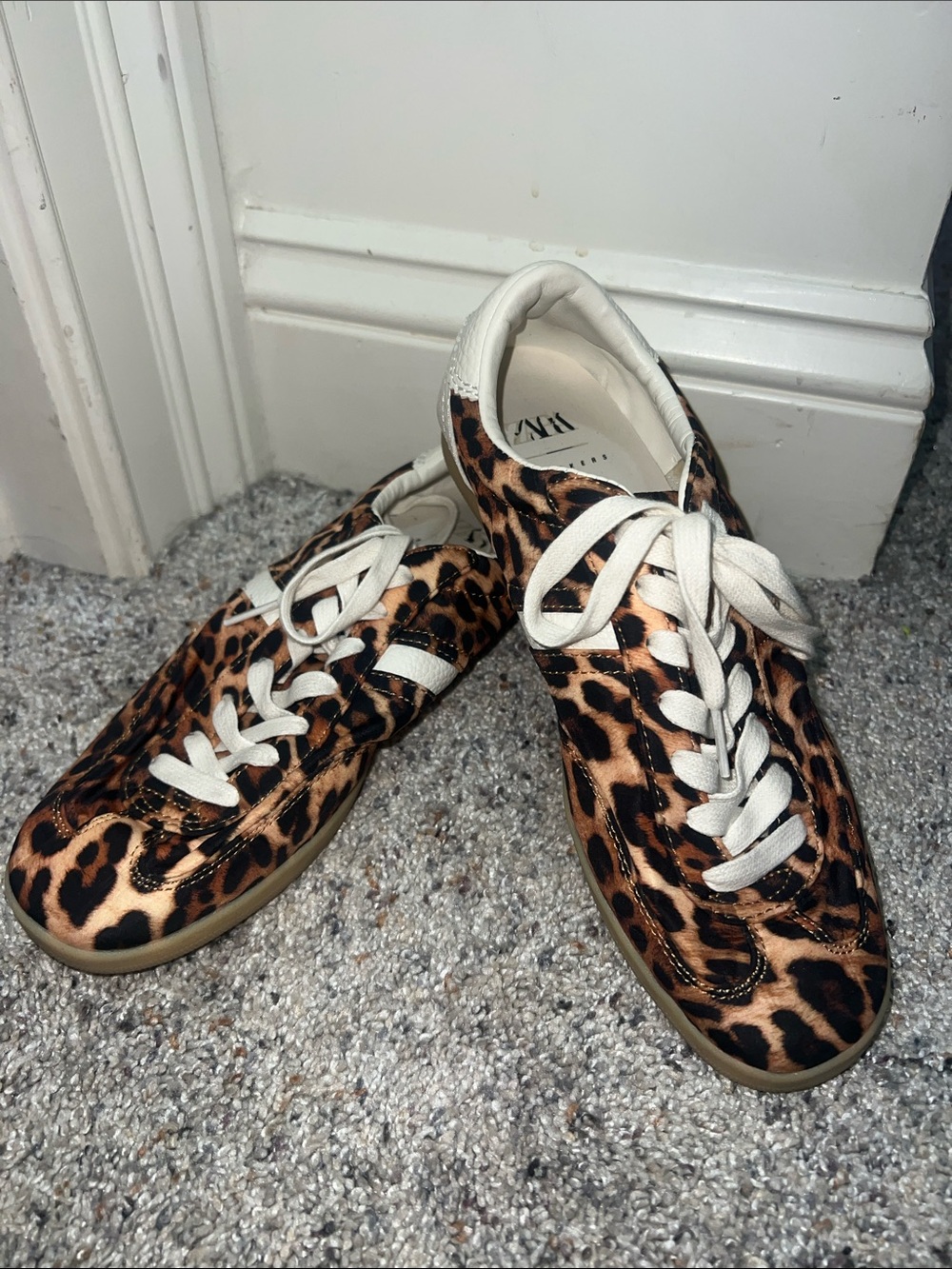 Zara Leopard Print Sneakers with White Laces